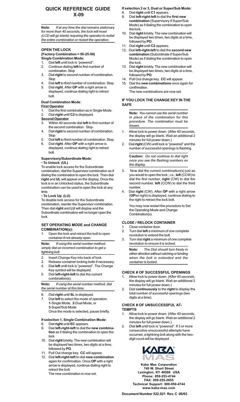 Kaba X-09 User manual