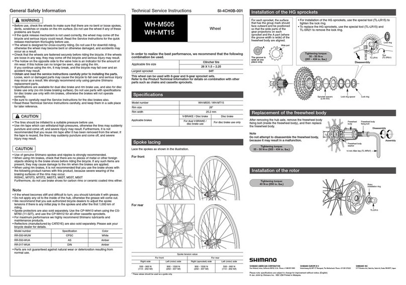 Shimano WH-M505 Technical service instruction