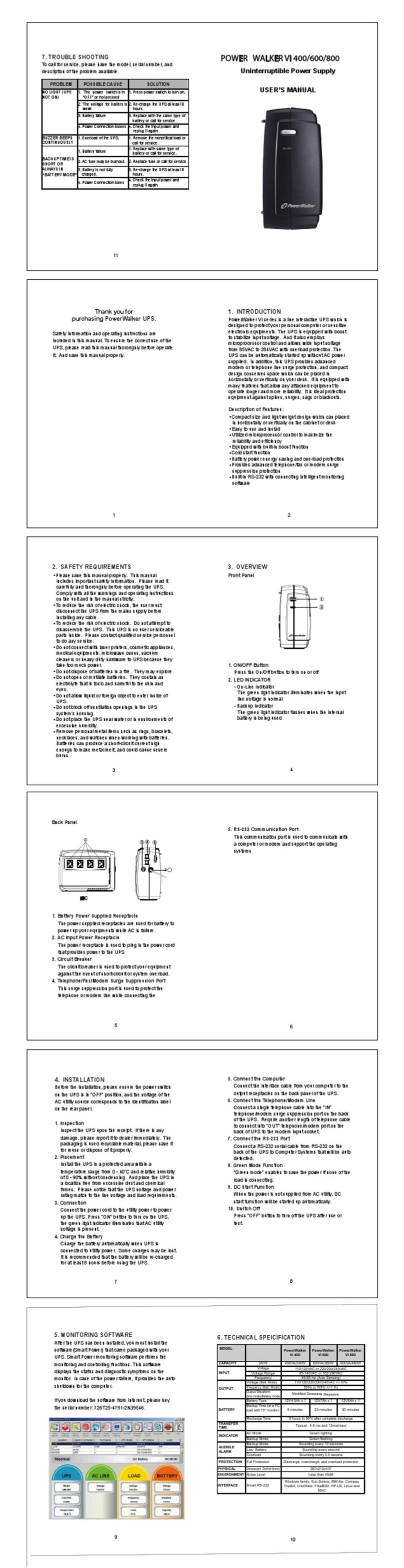 PowerWalker VI 400 User manual