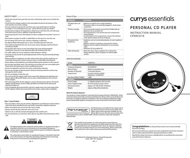 Currys Essentials CPERCD10 instruction manual