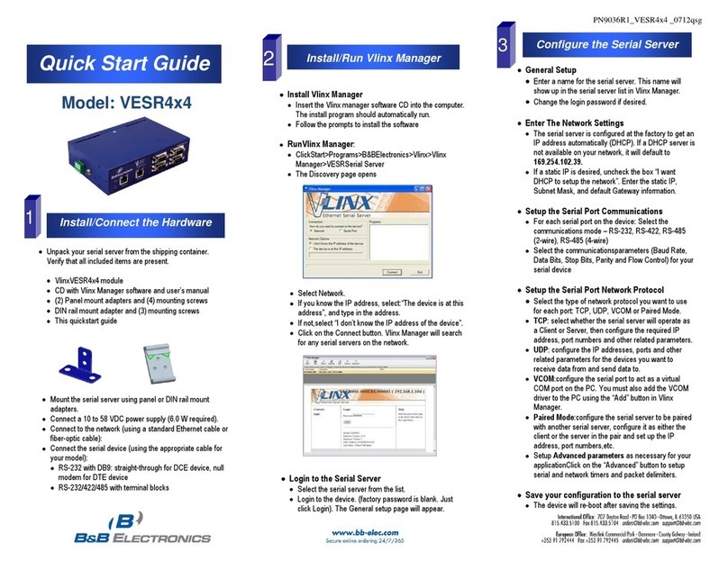 B&B Electronics VESR4x4 quick start guide B&B Electronics VESR4x4 quick start guide