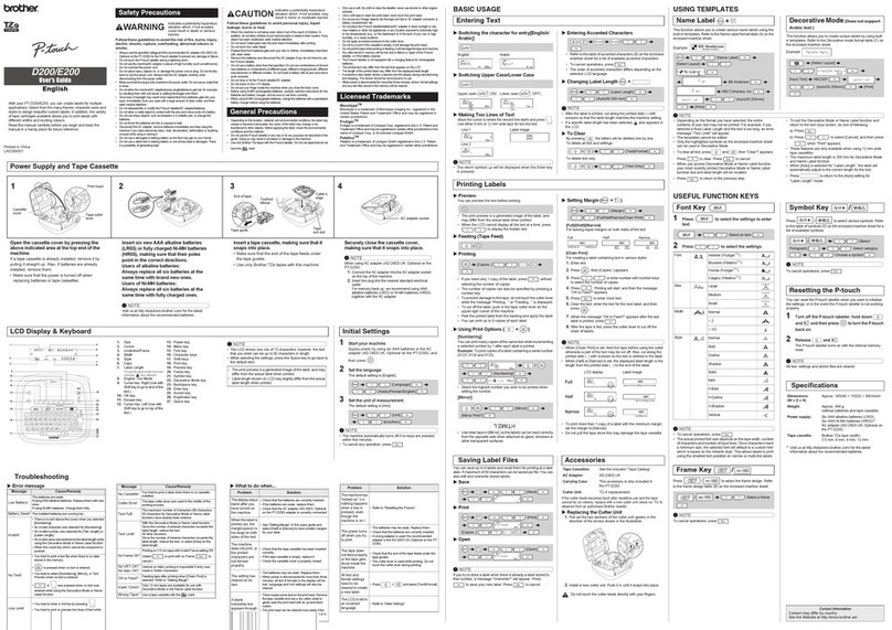 Brother P-Touch PT-D200 P-Touch PT-E200 User manual