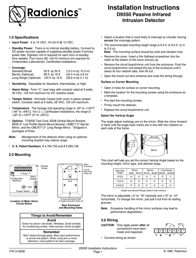 Radionics D9550 Nstallation instructions