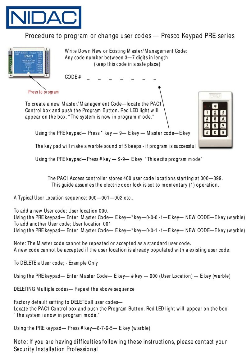 Nidac PRESCO PRE Series user guide