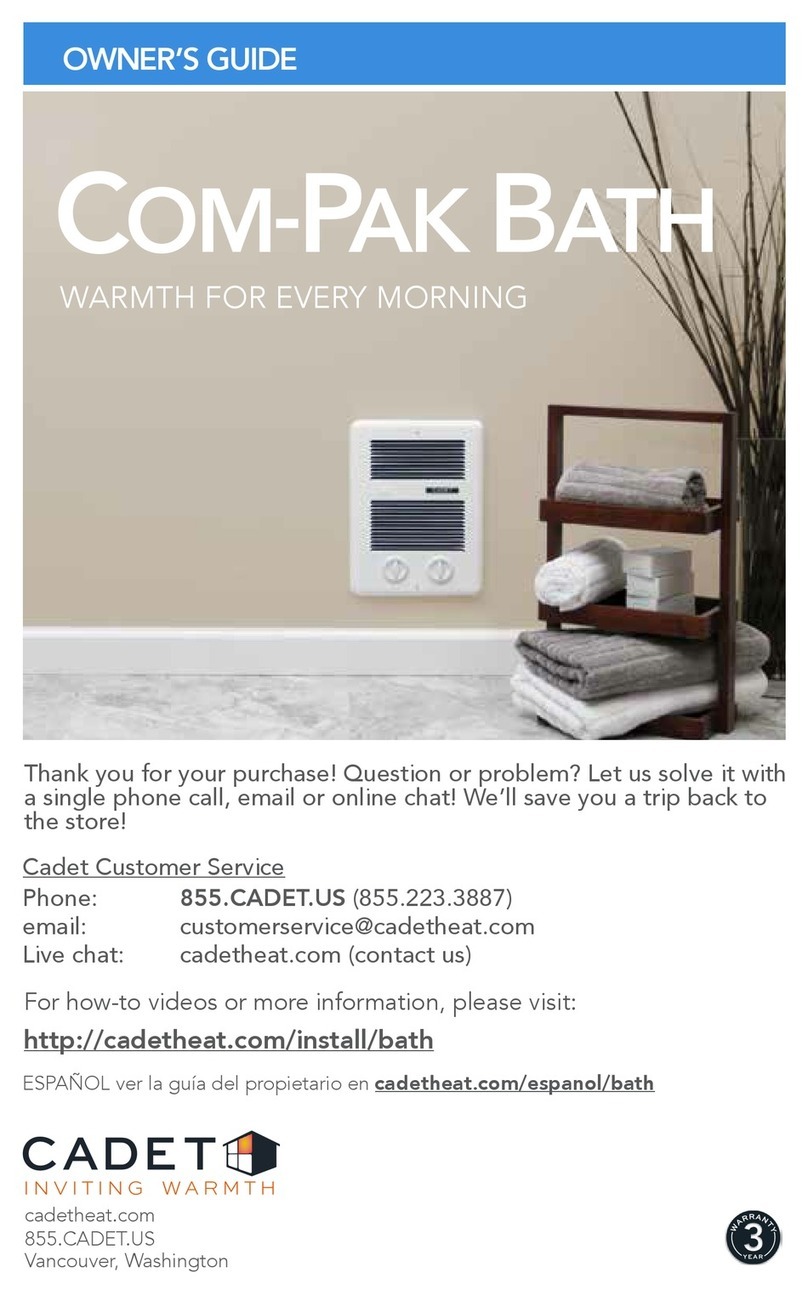 Cadet The Com-Pak Bath Heater CB103T User manual