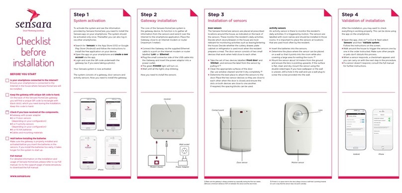 Sensara homecare Quick installation guide Sensara homecare Quick installation guide