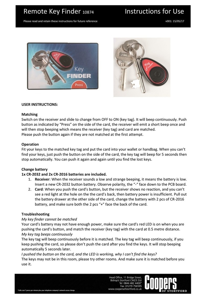 Coopers Key Finder Instructions for use