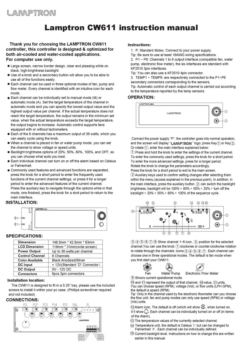 Lamptron CW611 User manual