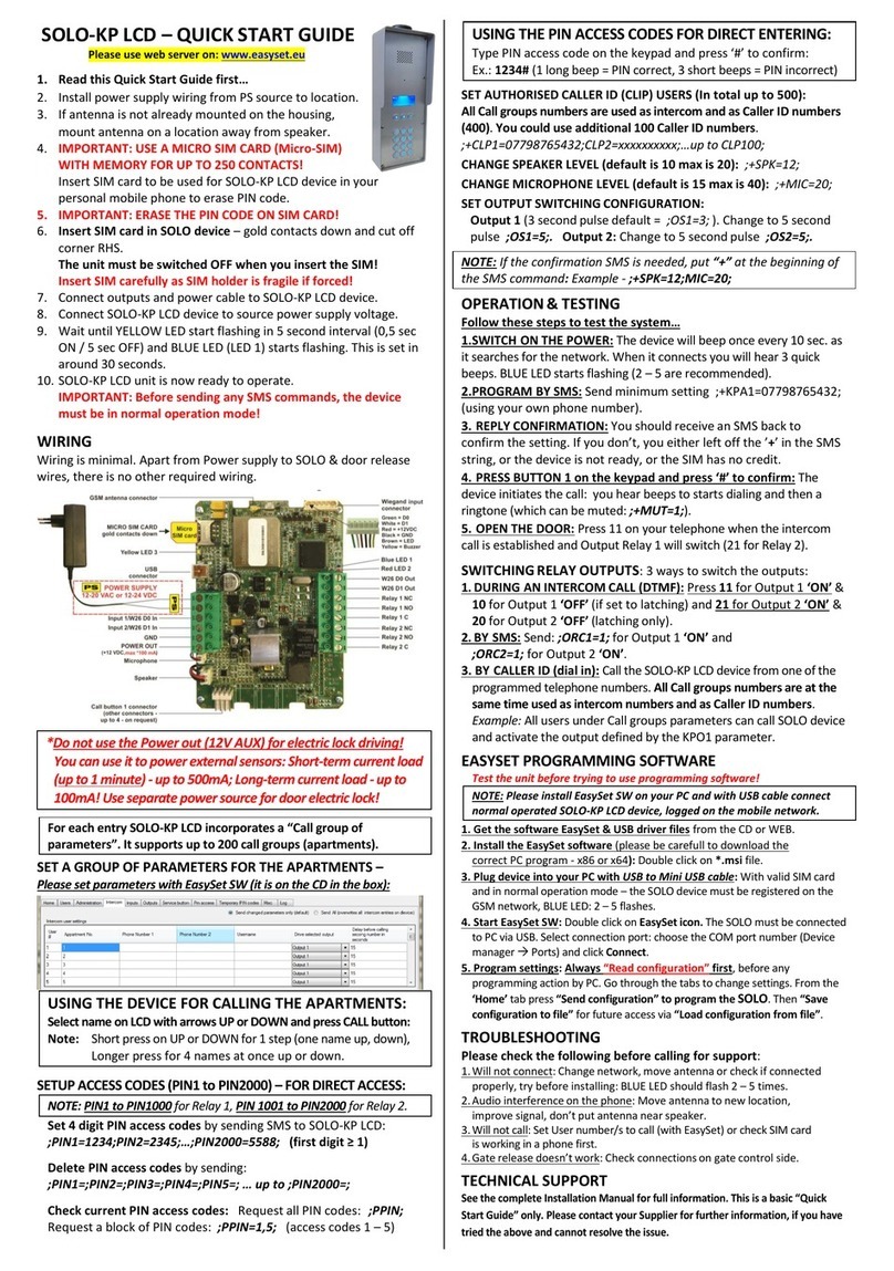 EASYSET SOLO-KP quick start guide