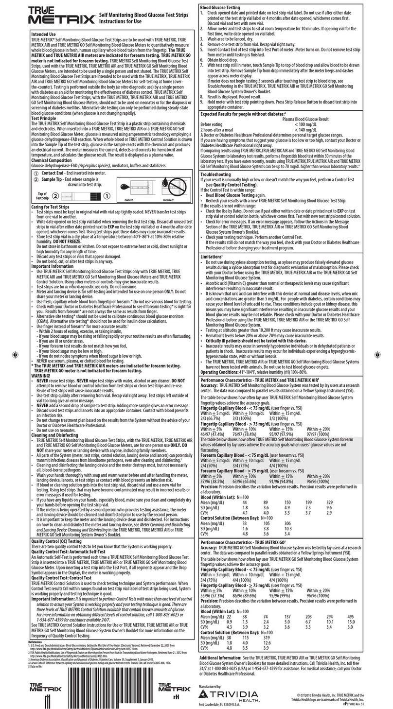Trividia True Metrix User manual