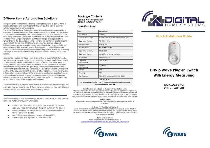 Digital Home System DHS-LIT-SWP-DHS Quick installation guide Digital Home System DHS-LIT-SWP-DHS Quick installation guide