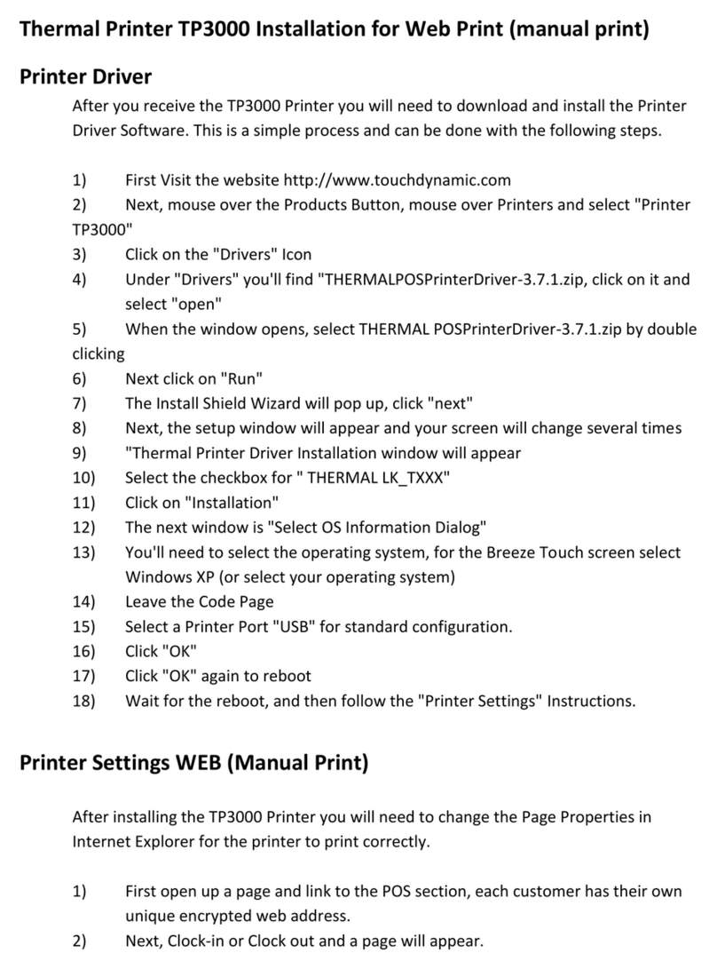 Touch Dynamic TP3000 User manual