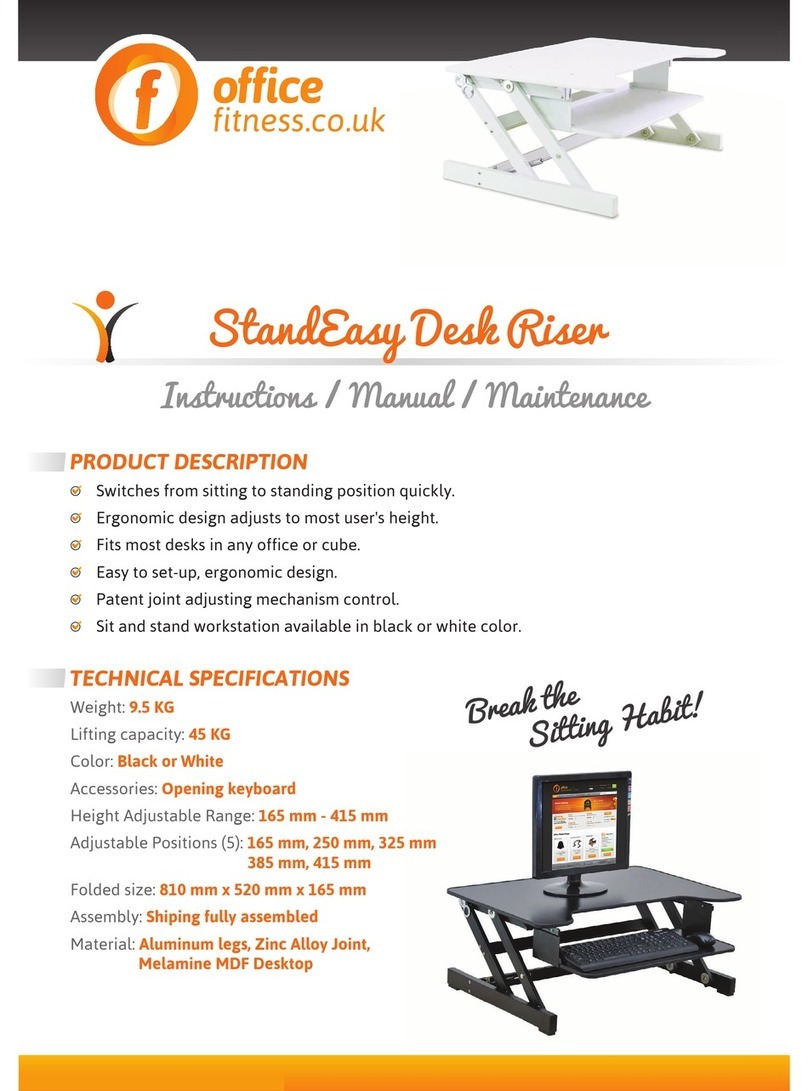 Office Fitness StandEasy Desk Riser Instructions, manual, maintenance