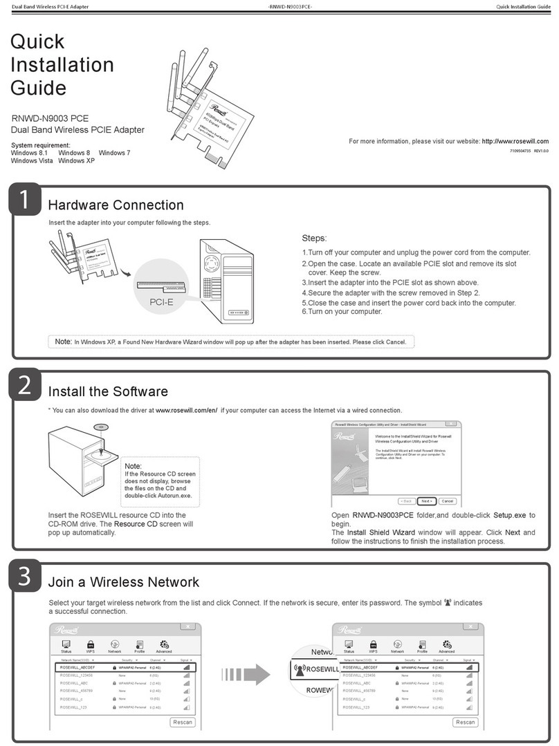 Rosewill RNWD-N9003 PCE Quick installation guide