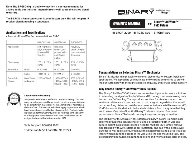 Binary B-RGBD-500 owner's manual