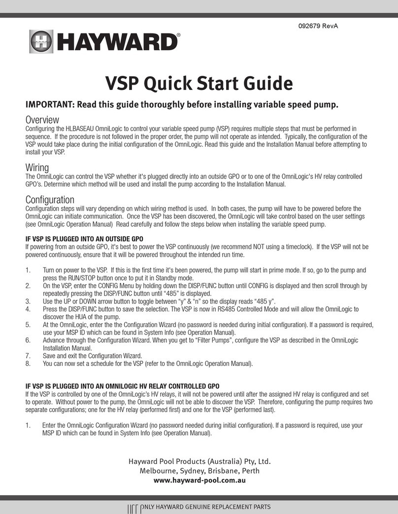 Hayward VSP quick start guide