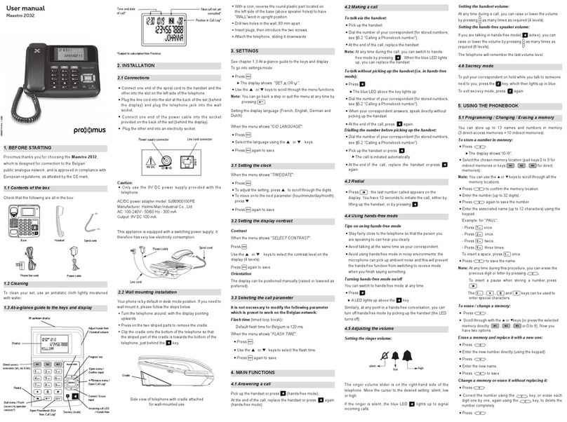 Proximus Maestro 2032 user manual