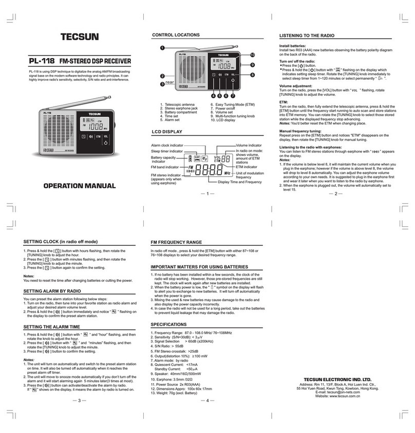 Tecsun PL - 118 Installation manual