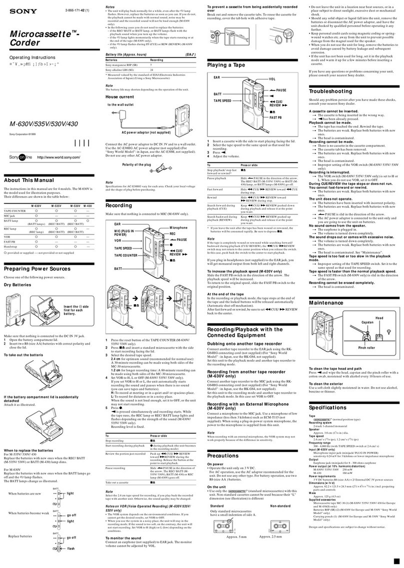 Sony M-630V User manual