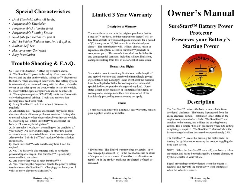 Electroneering SureStart Battery Power Protector owner's manual
