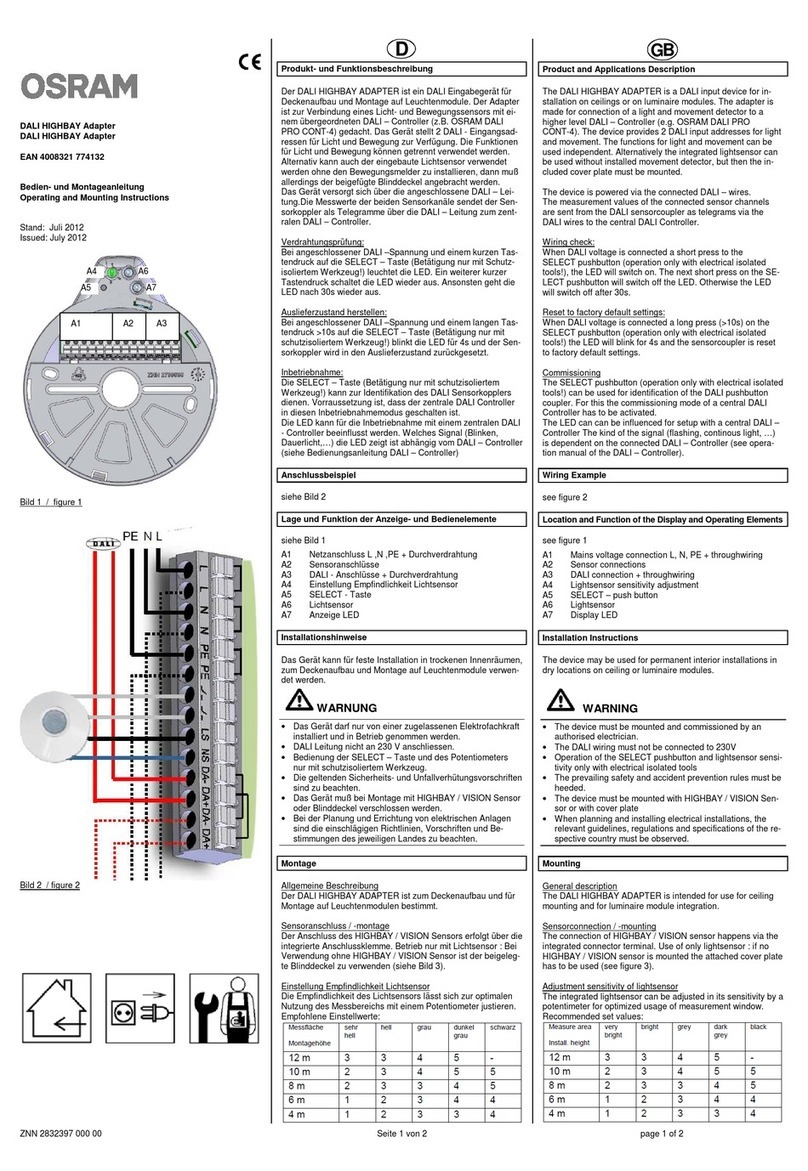 Osram DALI HIGHBAY Operating and mounting instructions Osram DALI HIGHBAY Operating and mounting instructions
