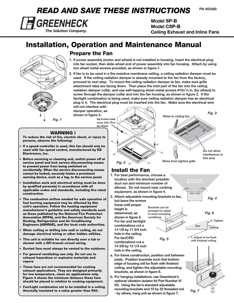 Greenheck SP-B Installation and operating instructions