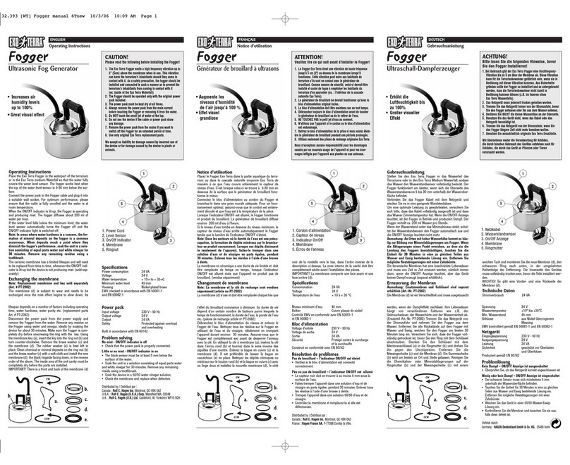 Exo Terra FOGGER operating instructions
