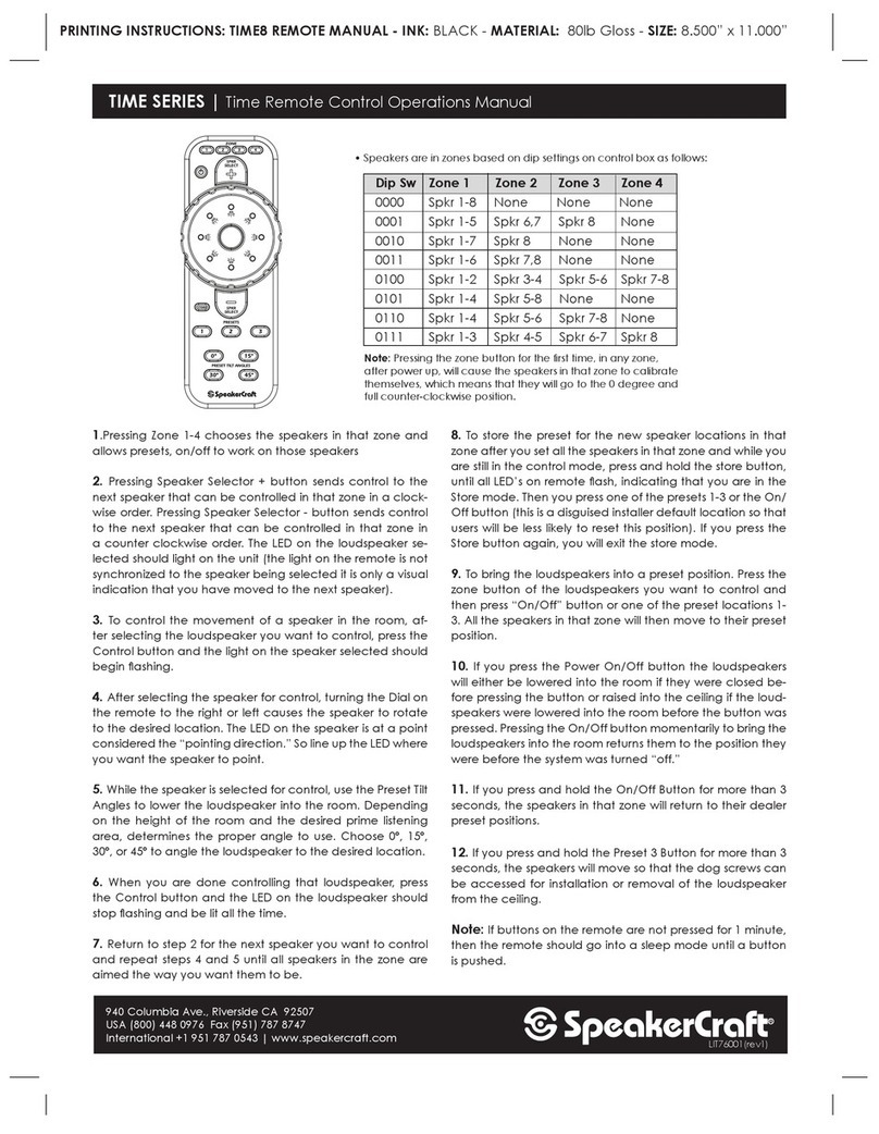 SpeakerCraft TIME8 User manual SpeakerCraft TIME8 User manual