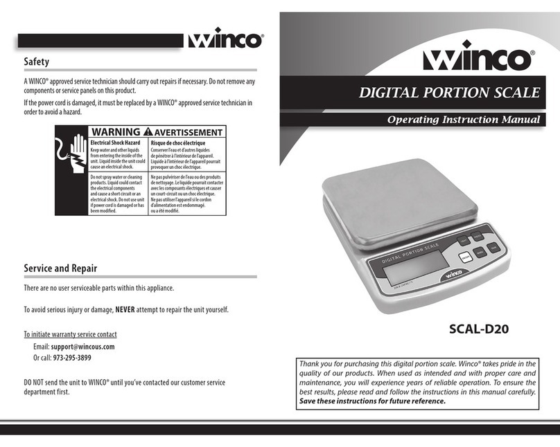 Winco SCAL-D20 Operating instructions manual Winco SCAL-D20 Operating instructions manual
