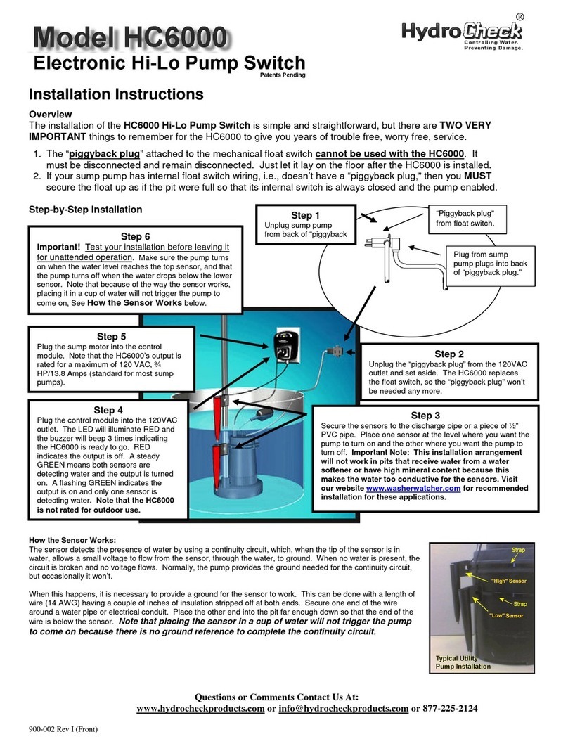 HydroCheck HC6000 Installation instructions manual