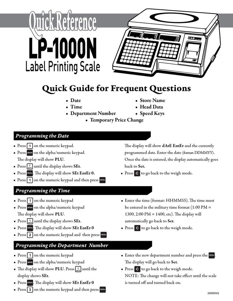 CAS Scale LP-1000N series quick reference