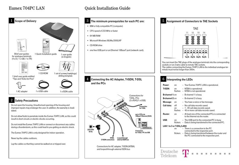 Telekom Eumex 704PC LAN Quick installation guide Telekom Eumex 704PC LAN Quick installation guide