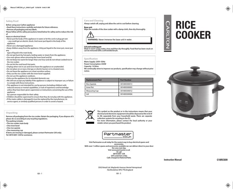 Carlton C18RCS09 instruction manual