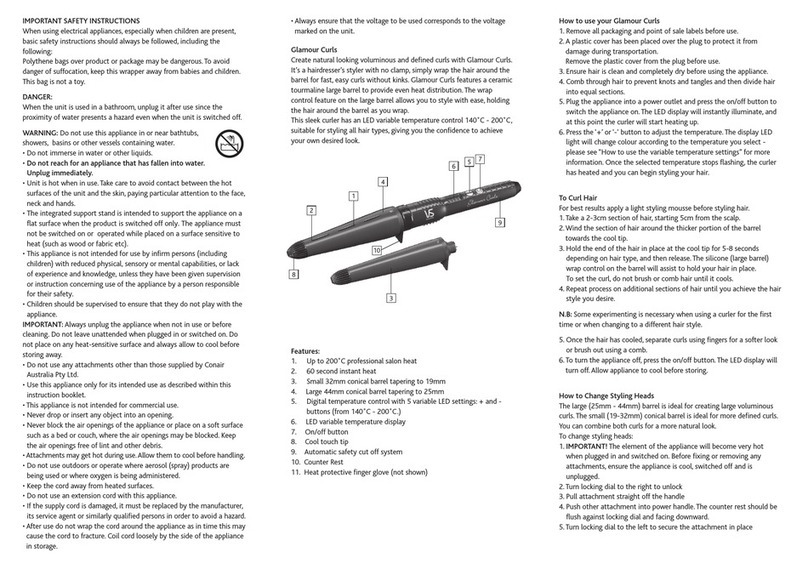 Vidal Sassoon Glamour Curls VS1273A User manual Vidal Sassoon Glamour Curls VS1273A User manual
