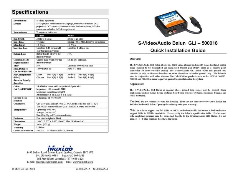 MuxLab GLI-500018 Quick installation guide