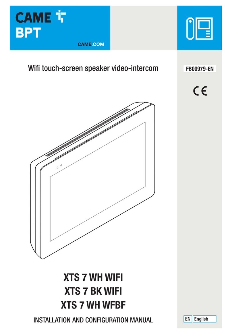 CAME XTS 7 WH WIFI Installation and configuration manual