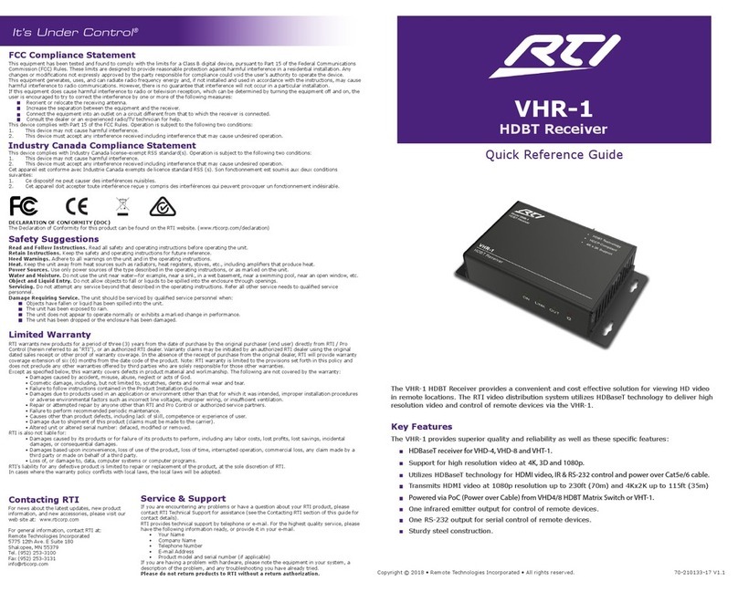 RTI VHR-1 User manual