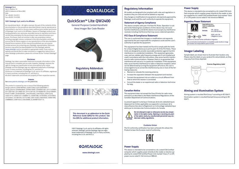 Datalogic QuickScan Lite QW2400 Quick reference guide