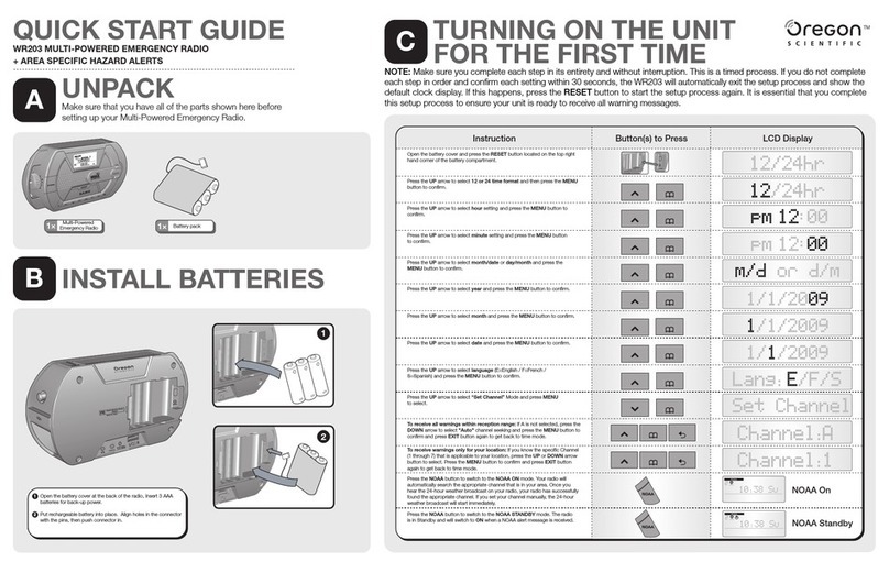 Oregon Scientific WR203 quick start guide