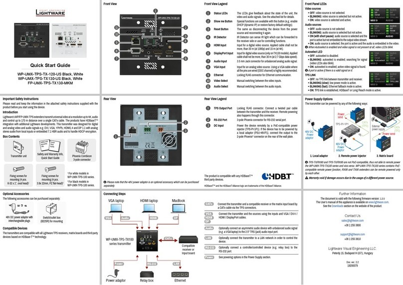 Lightware WP-UMX-TPS-TX120-US Black quick start guide Lightware WP-UMX-TPS-TX120-US Black quick start guide