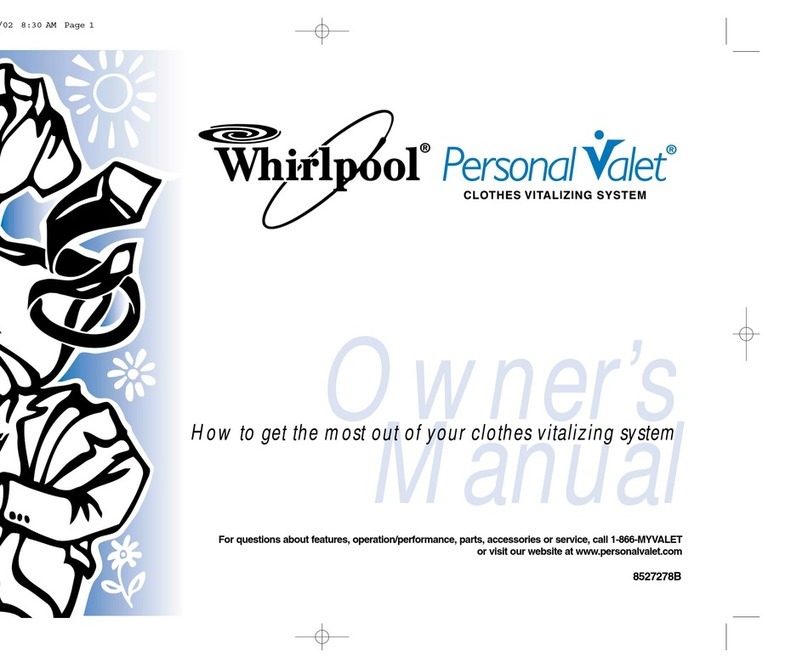 Whirlpool Personal Valet PVBM600LY0 user manual Whirlpool Personal Valet PVBM600LY0 user manual