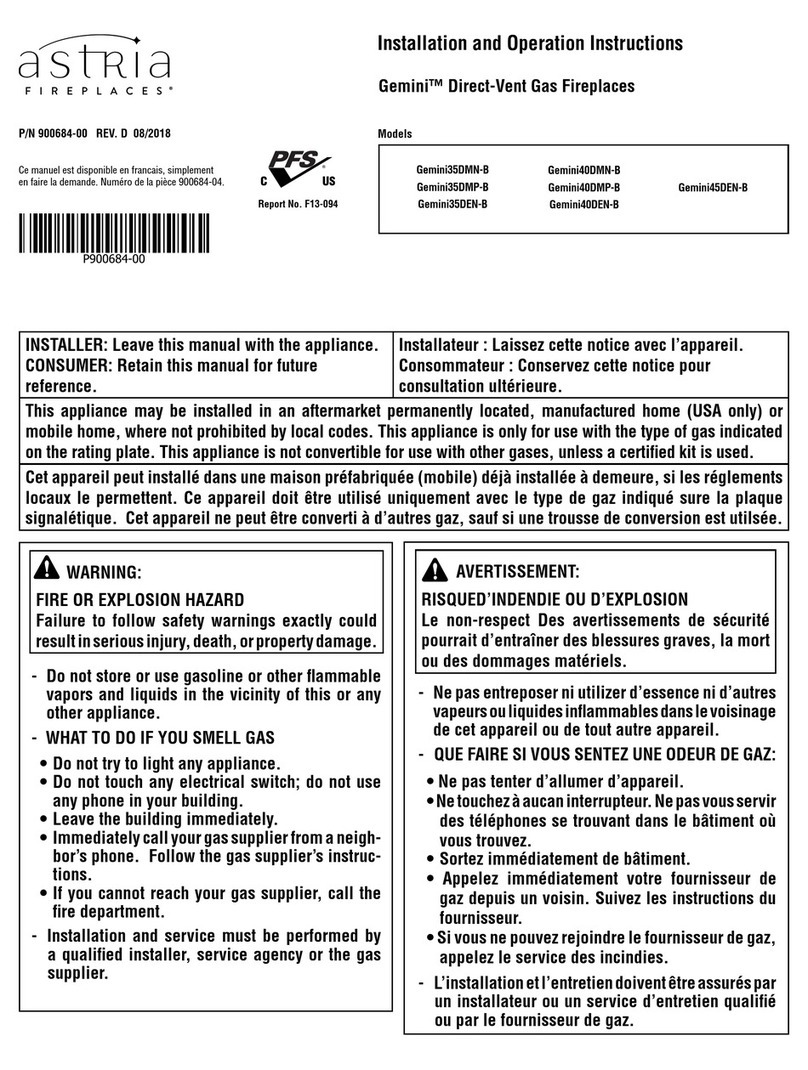 Astria Fireplaces Gemini35DMN-B Installation and operation instruction
