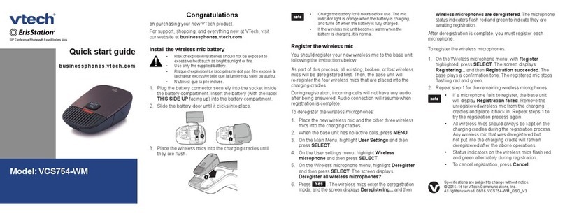 V-tech VCS754-WM quick start guide