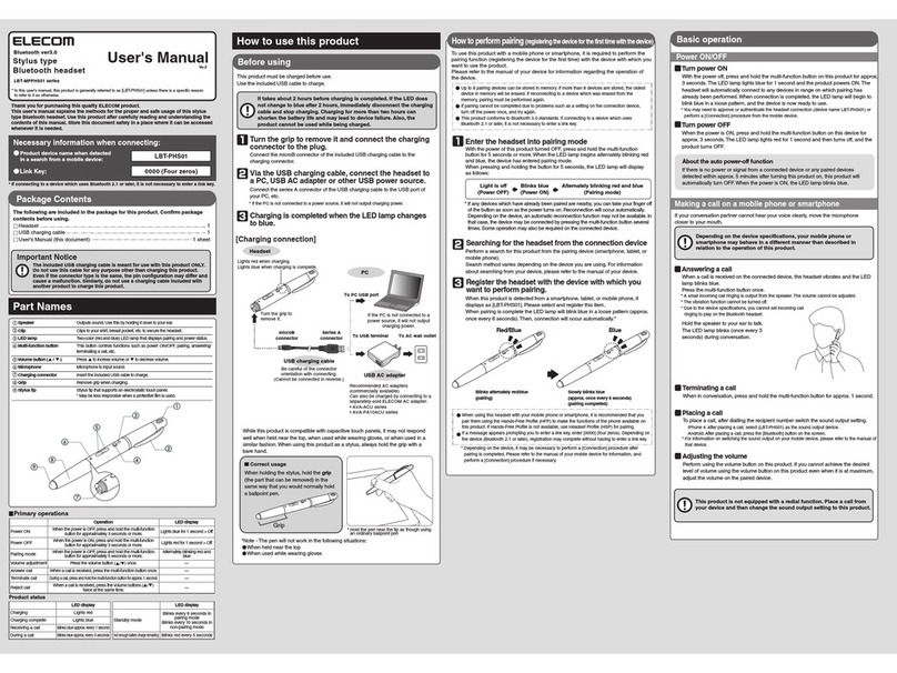 Elecom LBT-MPPHS01 series user manual