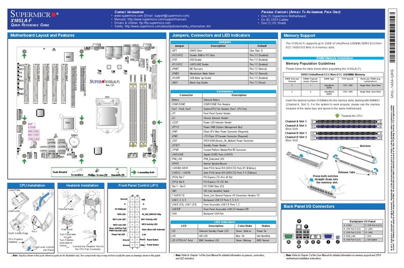 Supermicro X10SLA-F Quick reference guide