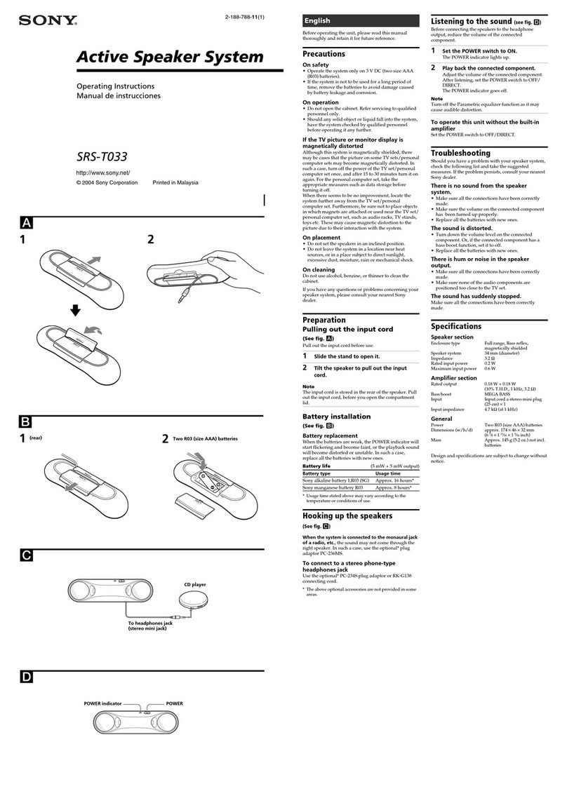 Sony SRS-T033 Instruction Manual