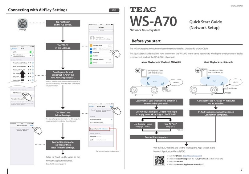 Teac WS-A70 quick start guide