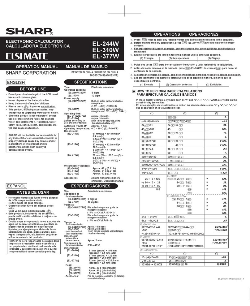 Sharp ELSI MATE EL-244W User manual