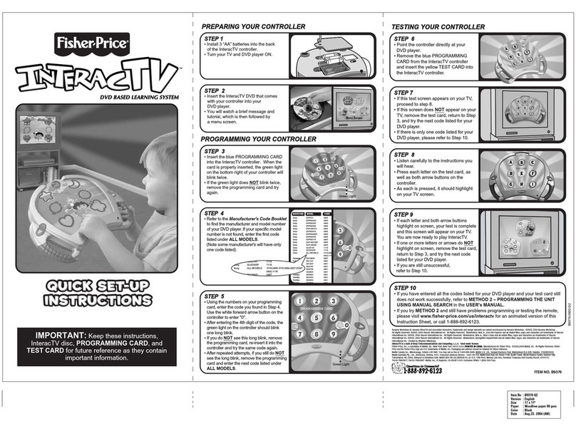 Fisher-Price InteracTV Quick setup instructions Fisher-Price InteracTV Quick setup instructions