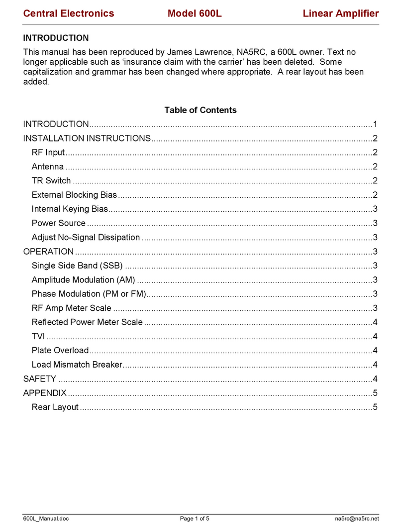 Central Electronics 600L installation instructions